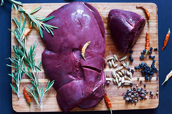 Liver and wild boar heart